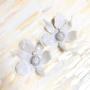 Lele Sadoughi Crystal Lily Earrings Large Clip on
